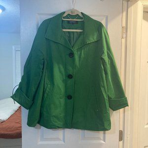 Ellen Tracy Green Raincoat Size 1X